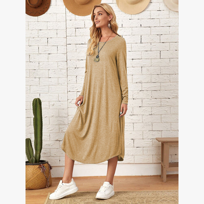 Casual long dress with long sleeves for women with practical pockets Lune London