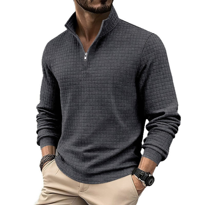 Sporty men's sweater with half-zip and textured surface Lune London