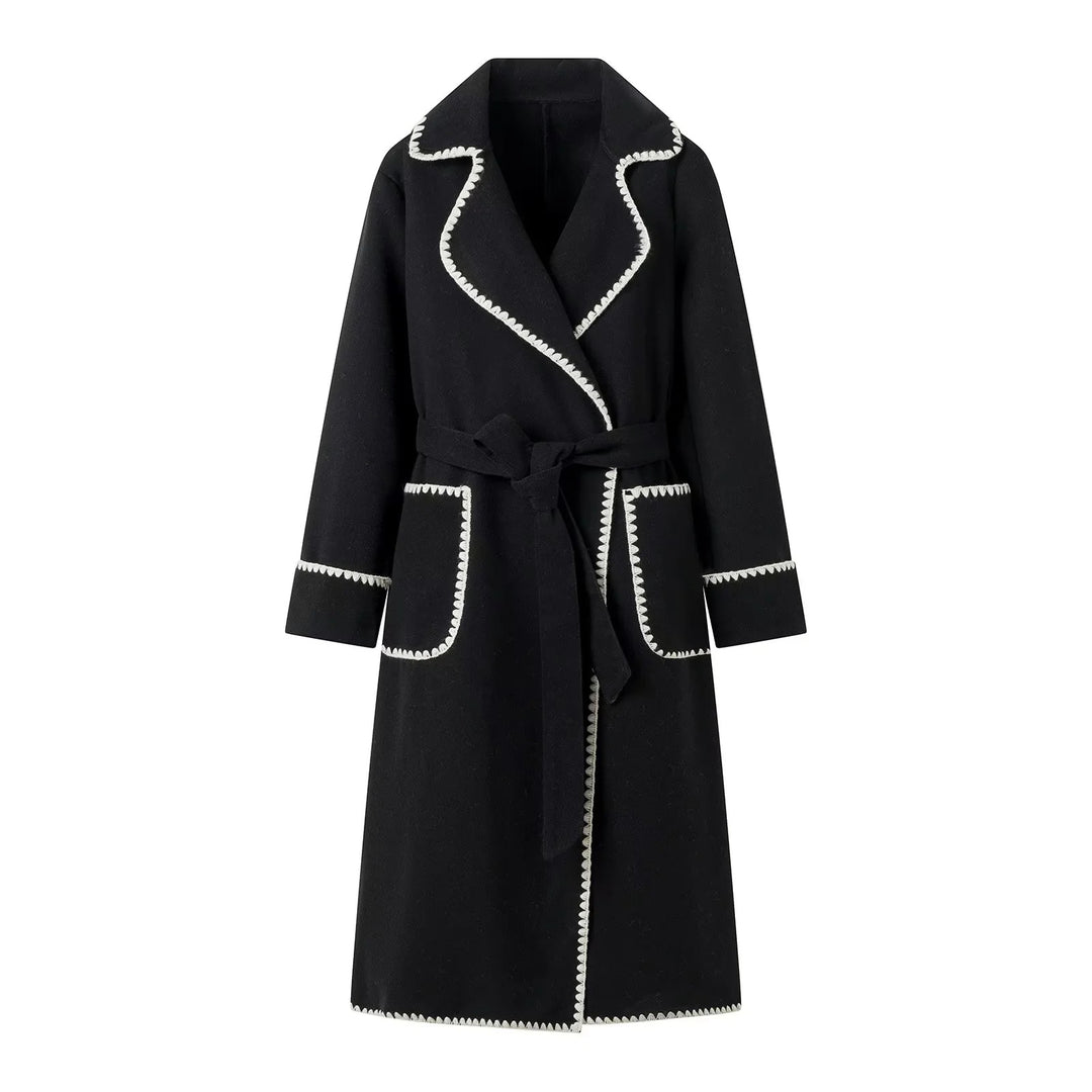 Manteau en laine élégant pour femmes avec décoration contrastée Chic & Stil