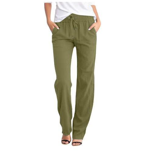 Ladies Comfortable Leisure Pants with Elastic Waistband and Practical Pockets Amarae