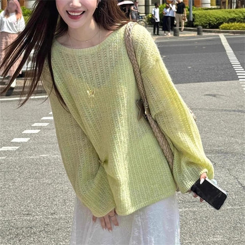 Chunky knit sweater for women with a loose fit and trendy balloon sleeves Amarae