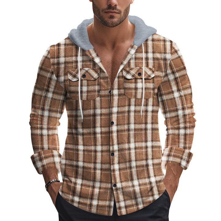 Men's plaid casual shirt with removable hood Lune London