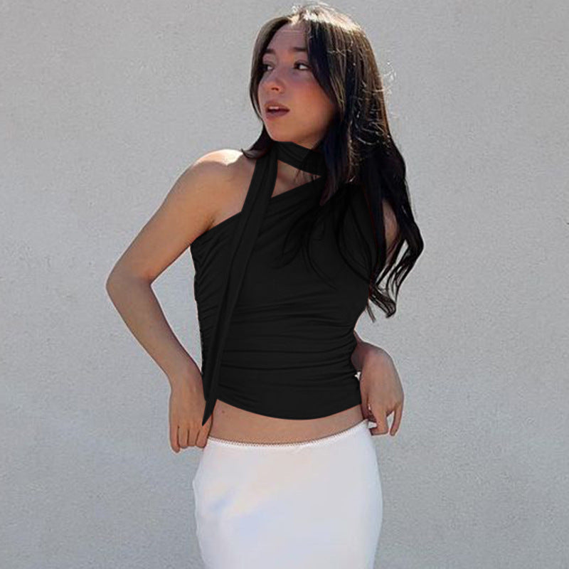 Ladies high collar ruffle top Lune London
