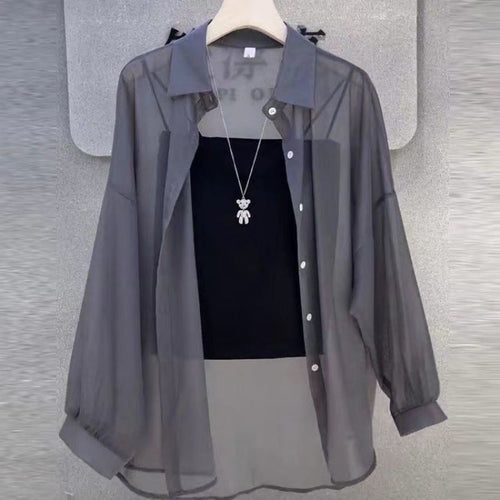 Femme Transparent Button-Down Layered Tunic Amarae