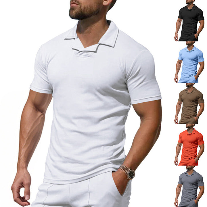 Men's Short Sporty Polo with Stylish Reversed Collar Lune London