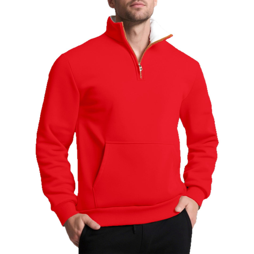 Men's sporty sweatshirt with an innovative collar and a practical kangaroo pocket Lune London