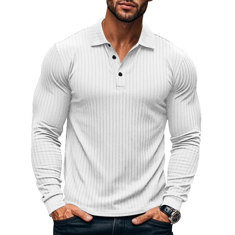 Men's Long Sleeve Henley Shirt with Ribbed Texture Pattern Lune London