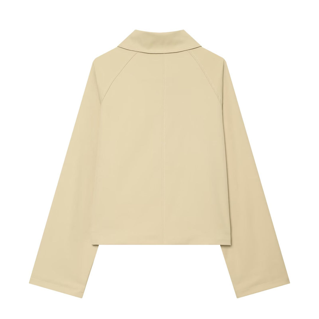 Ladies Cropped Transition Jacket with Raglan Sleeves and Horn Button Placket Amarae