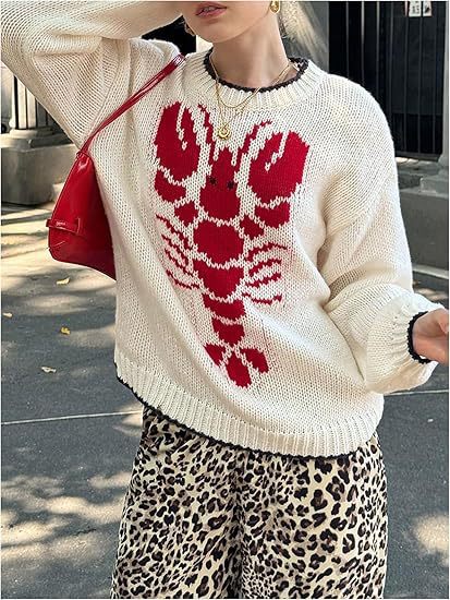 Women's sweater with unique lobster pattern and lightweight knit Lune London