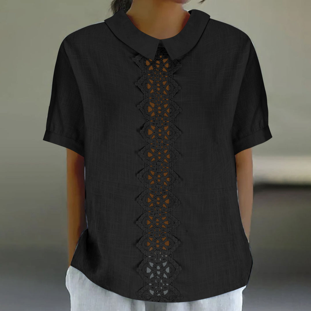 Women short sleeve blouse with lace detail Lune London