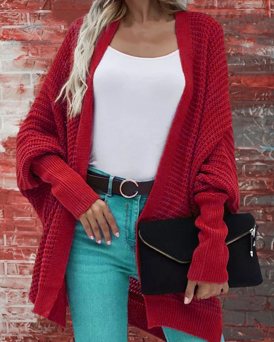 Ladies chic ribbed knit cardigan