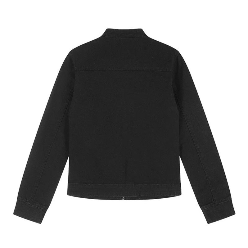 Women's Short Utility Jacket with Stand-Up Collar, Adjustable Shoulder Straps and Snap Closure Amarae