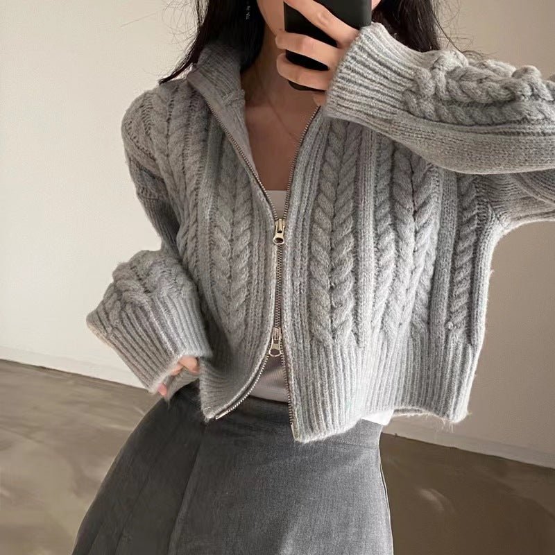 Gilet femme avec fermeture éclair et motif en câble Chic & Stil