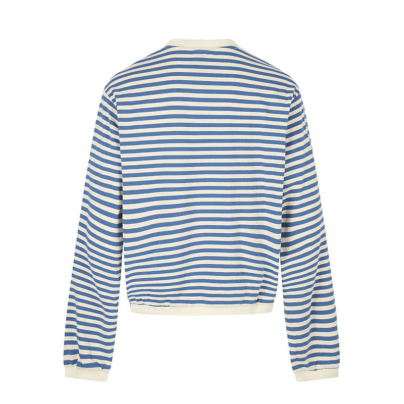 Women Striped Sweatshirt with Maritime Knot Applications Amarae