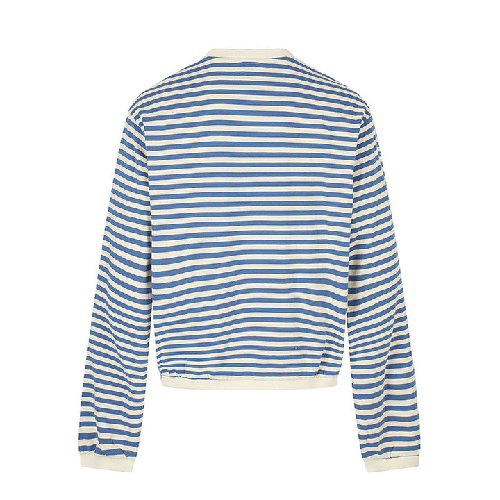 Women Striped Sweatshirt with Maritime Knot Applications Amarae