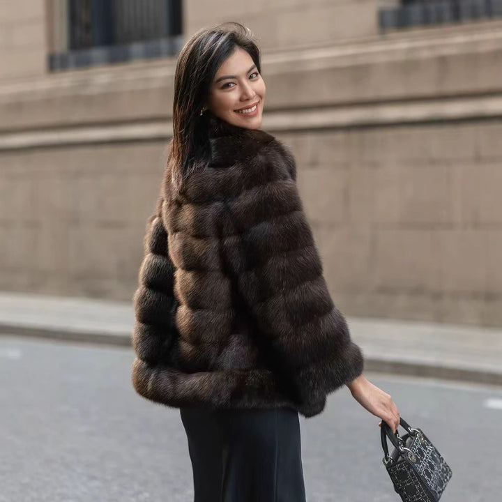 Ladies Luxurious Faux Fur Jacket with Voluminous Sleeves Lune London