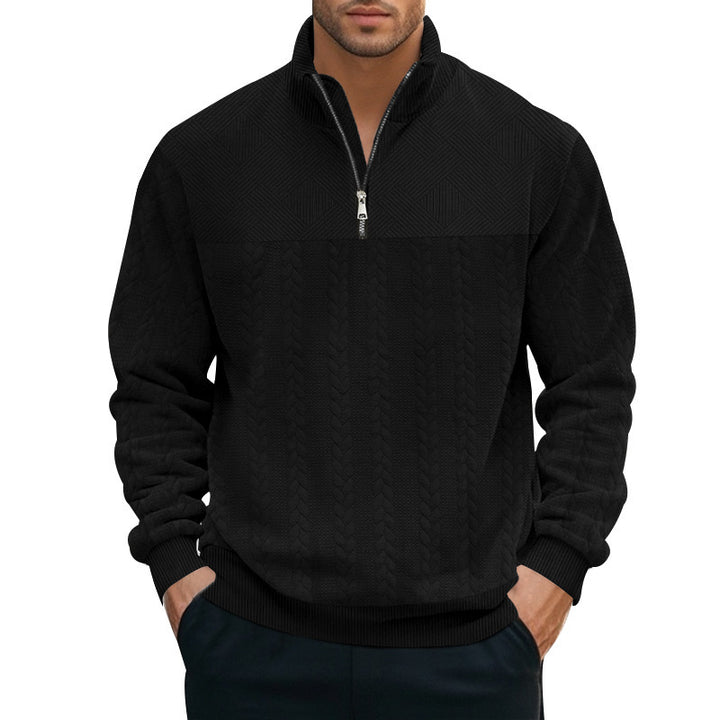 Stylish high-neck fleece sweater for men with粗糙针织图案 Lune London
