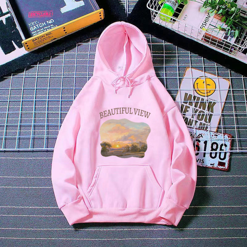 Women’s hooded sweatshirt with artistic landscape design Chic & Stil