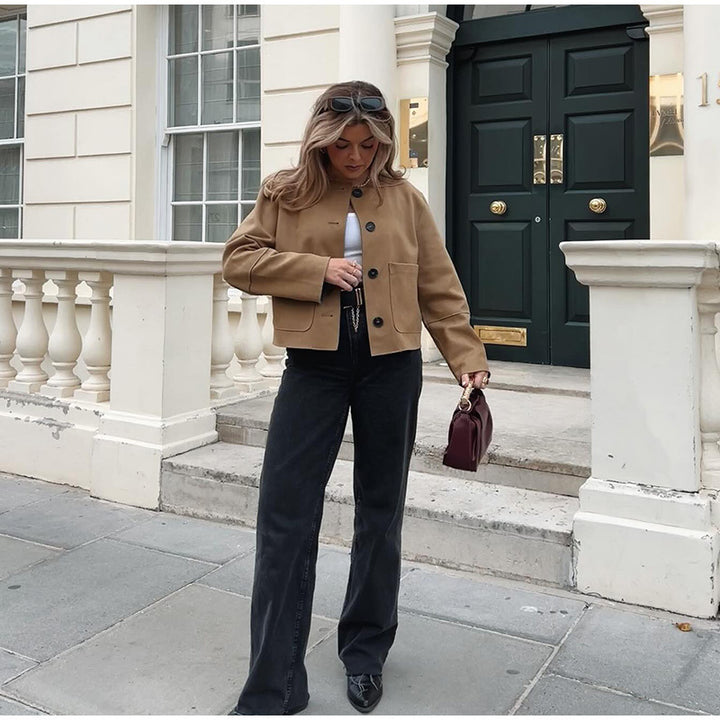 Elegant suede jacket for women with button closure Lune London