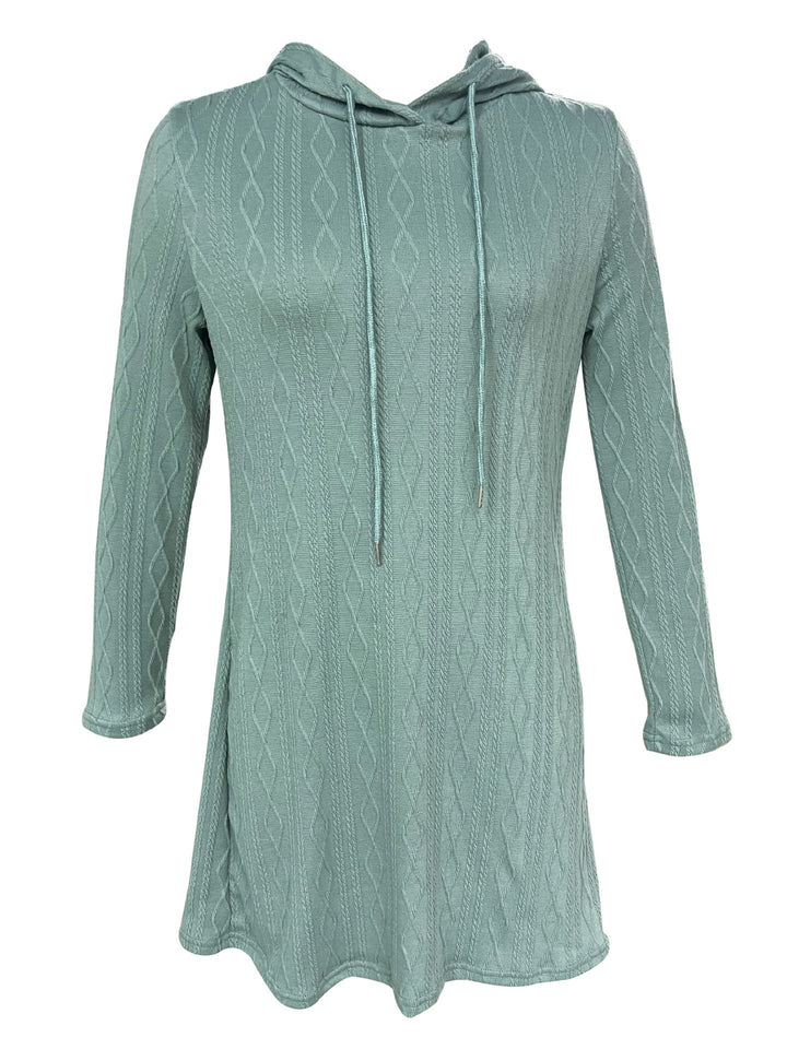 Hooded dress for women with textured knitted pattern and relaxed fit Lune London