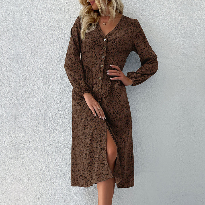 Midi dress for women with buttoning and voluminous sleeves Lune London