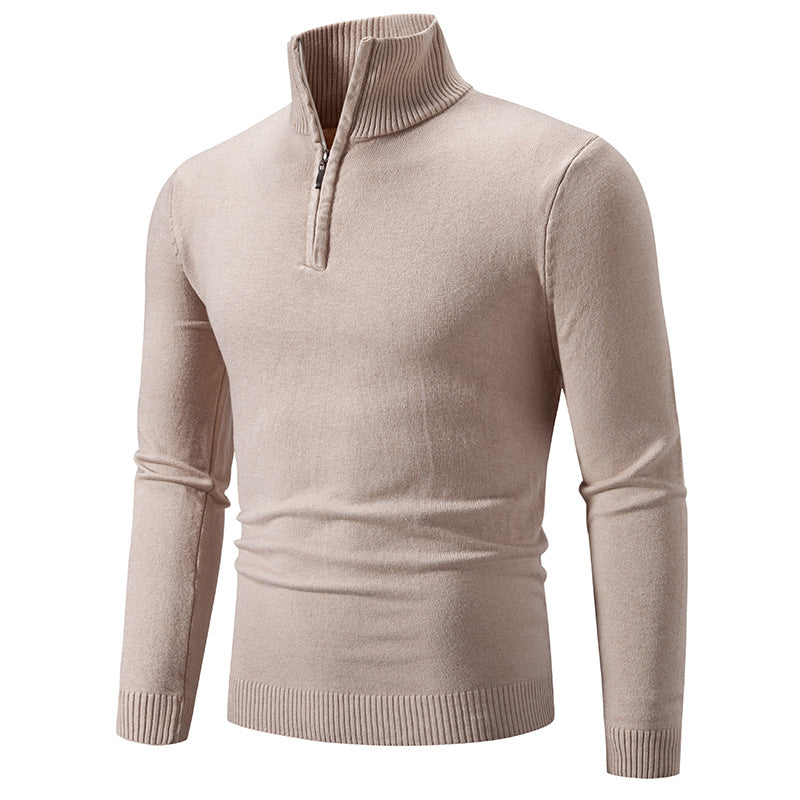 Knitted sweater for men with high collar and practical zipper Lune London