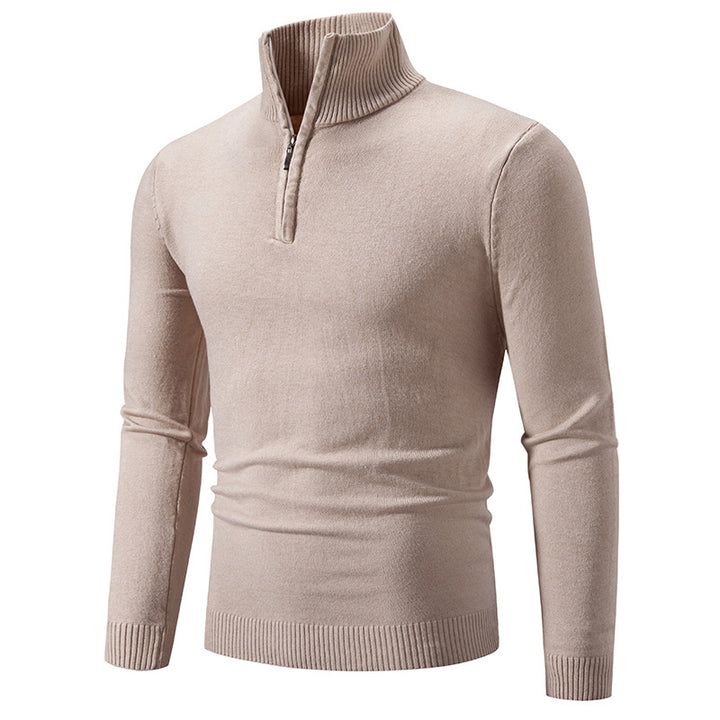 Knitted sweater for men with high collar and practical zipper Lune London
