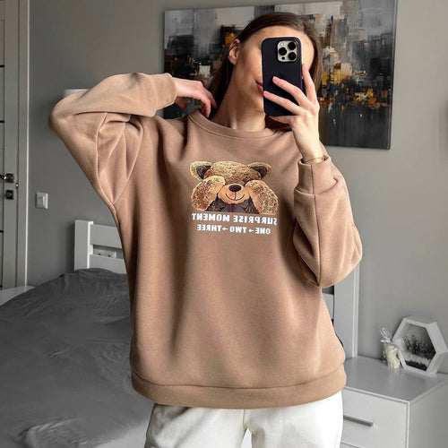Casual sweatshirt for women with creative bear pattern Amarae