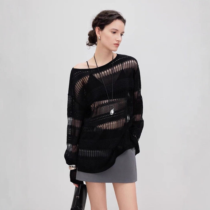 Pull en maille aéré pour femme avec un motif en dentelle tendance Chic & Stil