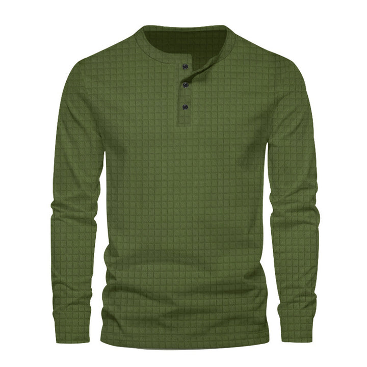 Men's long-sleeve shirt with textured fabric and button placket Chic and style
