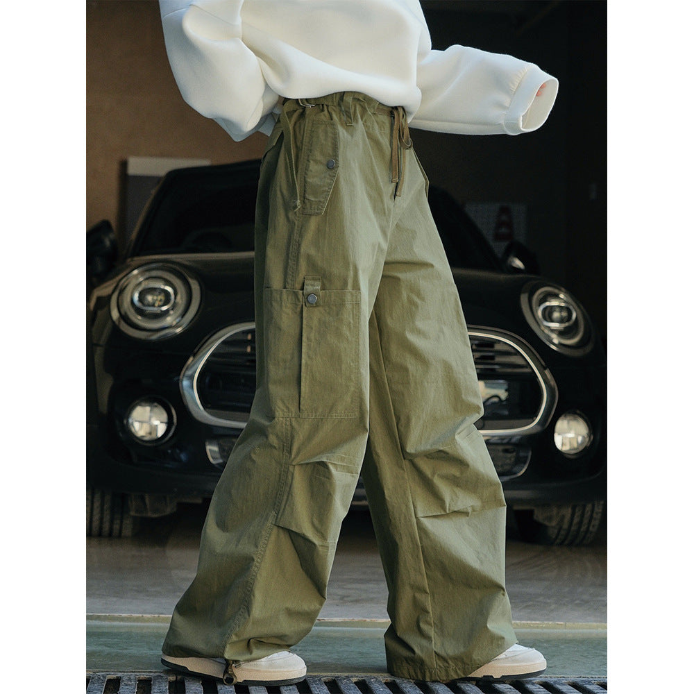Women Wide High-Waist Cargo-Balloon Pants with Paperbag Waist and Multifunctional Pockets Amarae