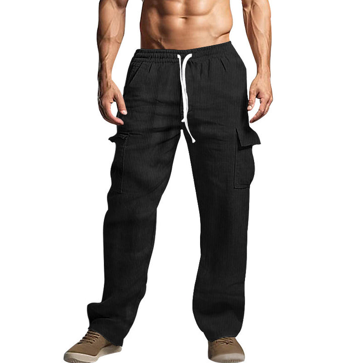 Men's cargo pants in comfortable textured material with adjustable waist Lune London