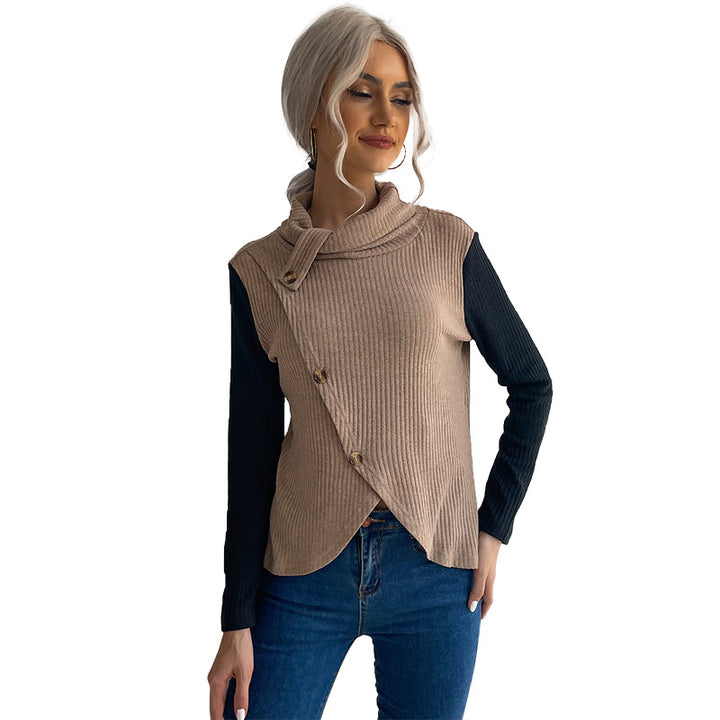 Knotted top for ladies in textured fabric and modern collar Lune London