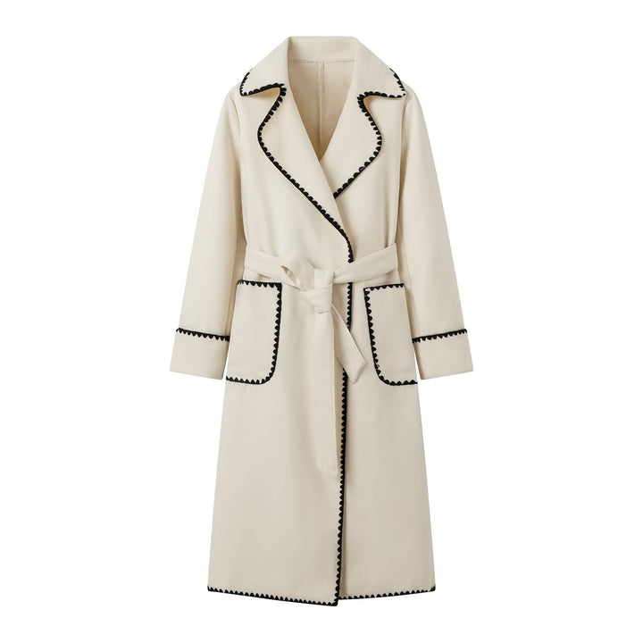 Elegant transitional jacket for women with decorative belt and high-quality pockets Lune London