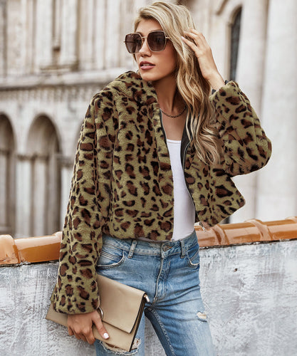 Ladies cozy jacket with leopard print Amarae