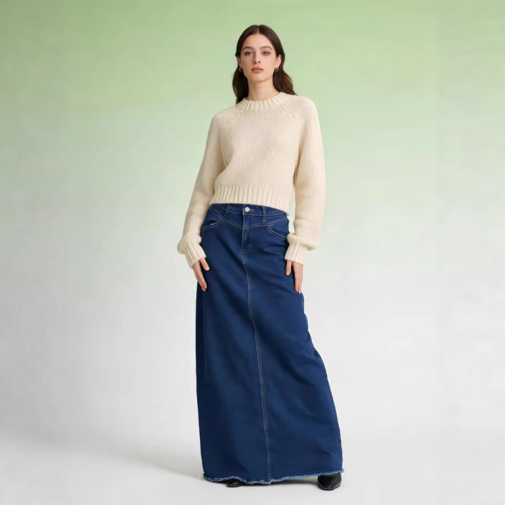 Ladies maxi skirt in modern cut with fringed details Lune London