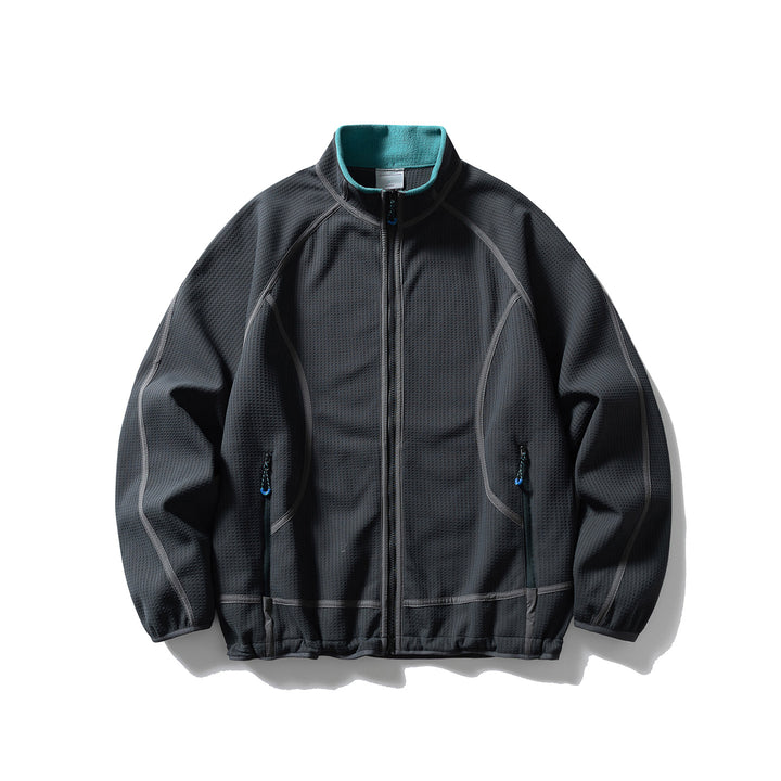 Unisex Structured Fleece Jacket with Zipper, Raglan Sleeves and Elastic Hem Amarae