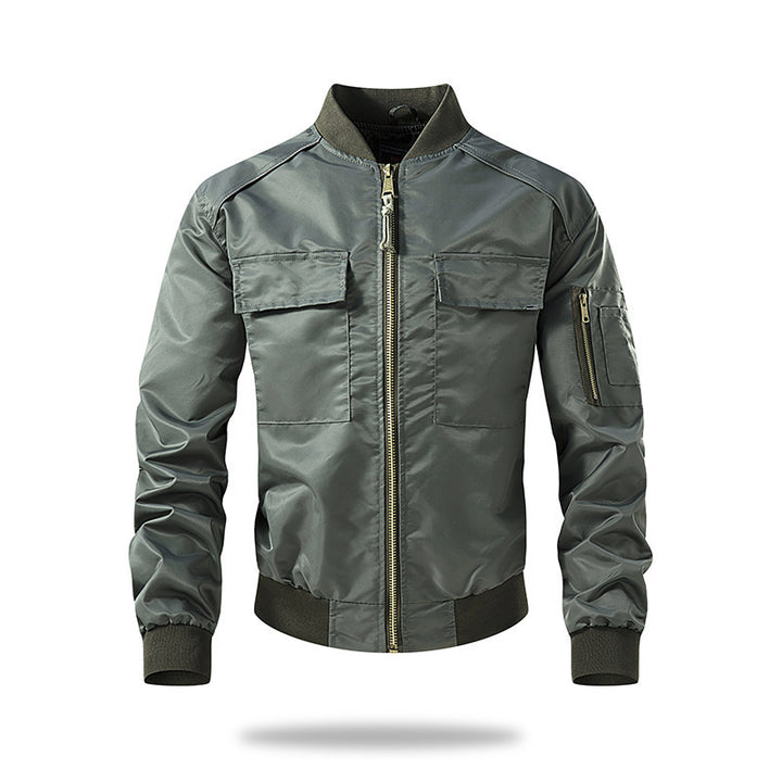 Lightweight bomber jacket for men with multifunctional pockets and elastic edges Lune London