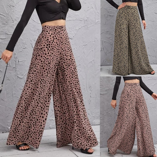 Wide-leg pants for women with a trendy polka dot pattern and high waist Amarae