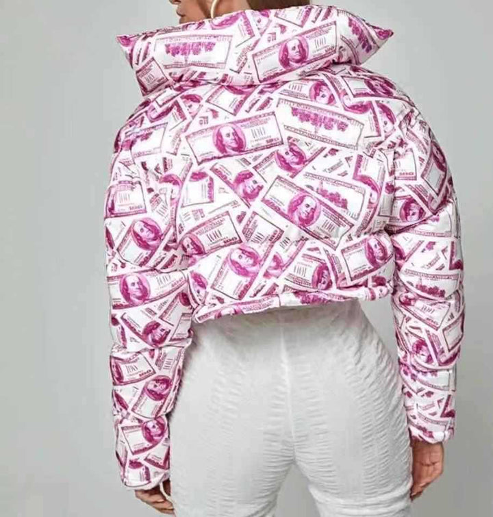 Trendy cropped quilted jacket for women with Dollar Amarae design