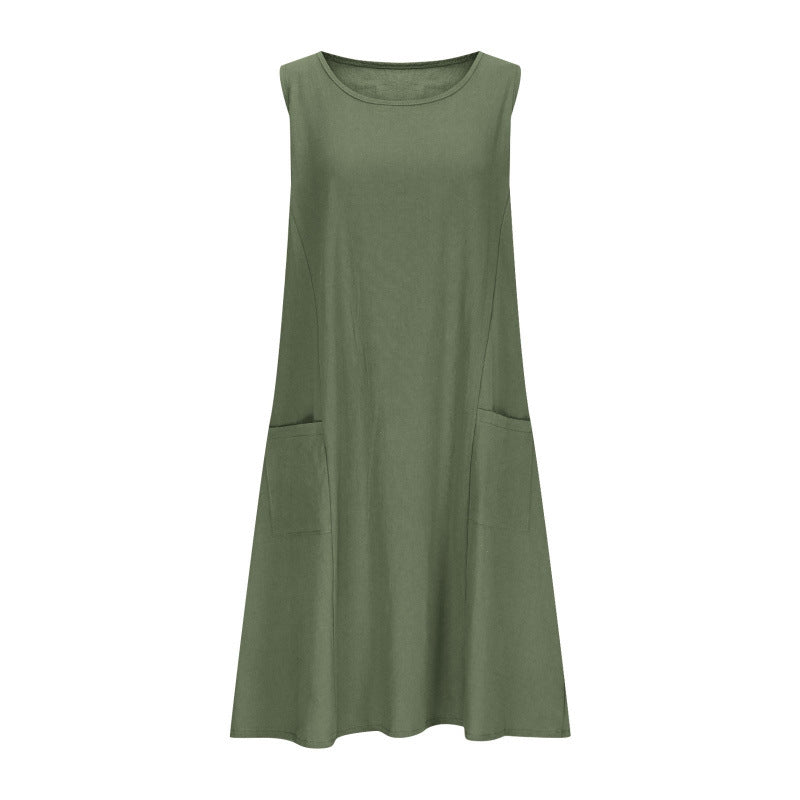 Women's Casual Sleeveless Dress with Double Pockets Lune London