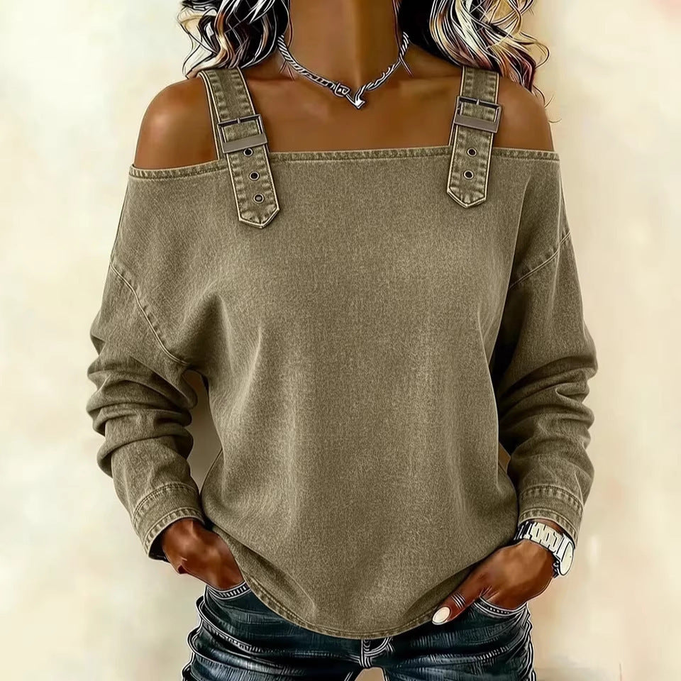 Women's casual sweatshirt with decorative shoulder details Chic & Stil