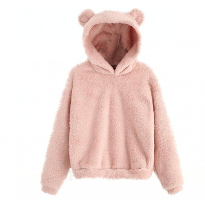 Women's Cozy Teddy Fleece Hoodie with Bear Ears and Oversized Fit Amarae