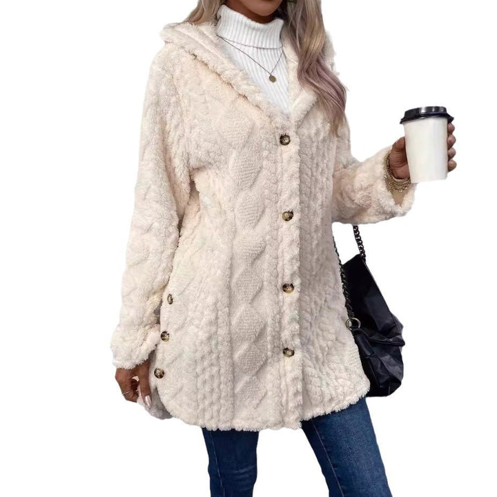 Women Cozy Clothing Hoodie Jacket with Chic Button Details and Style