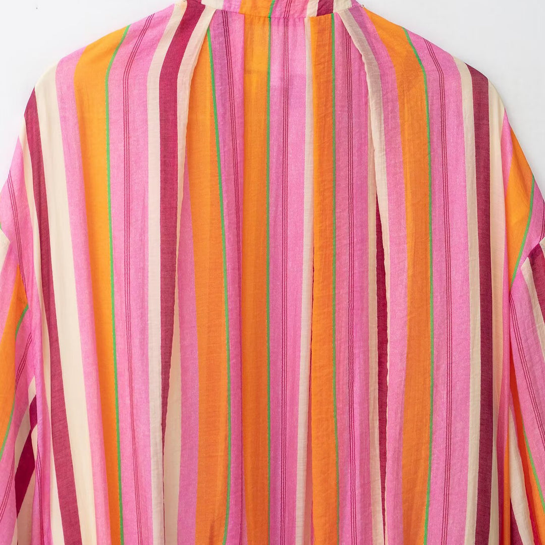 Women's Striped Transitional Bomber Jacket with Balloon Sleeves Amarae