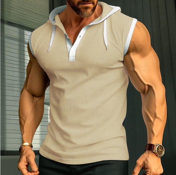 Sleeveless polo for men with modern cut and practical hood Amarae