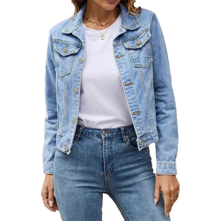Ladies short-cut tailored denim jacket in trucker style Amarae