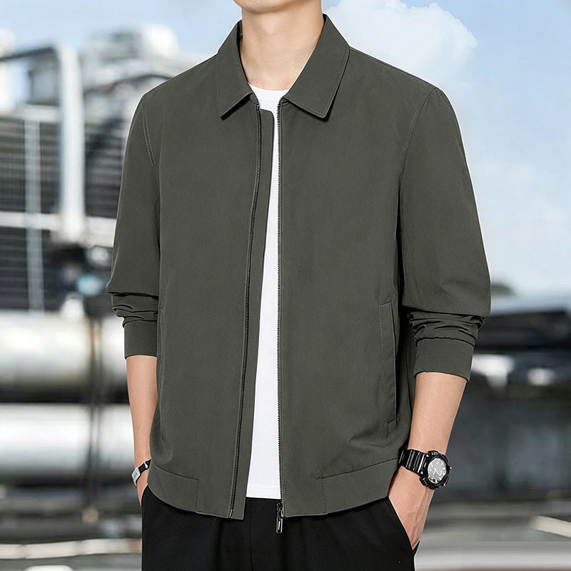 Men's Lightweight Windbreaker with Checked Lining, Full Zip and Ribbed Cuffs Amarae