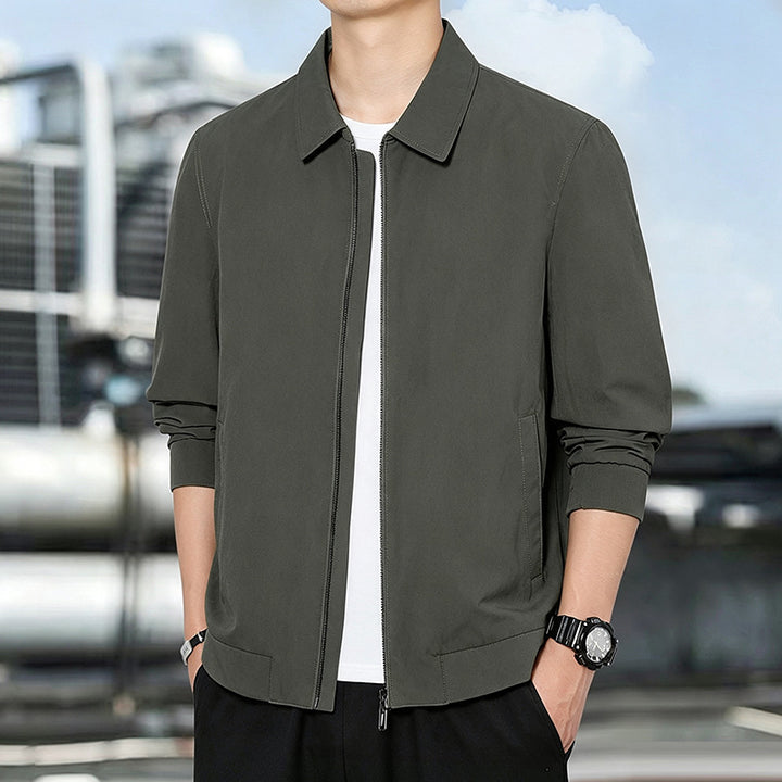 Men's Lightweight Windbreaker with Checked Lining, Full Zip and Ribbed Cuffs Amarae