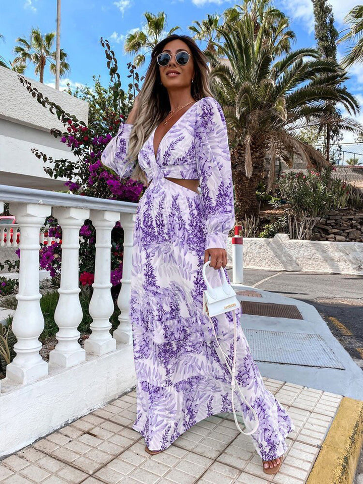 Maxi dress for women with floral details and an elegant cut Lune London